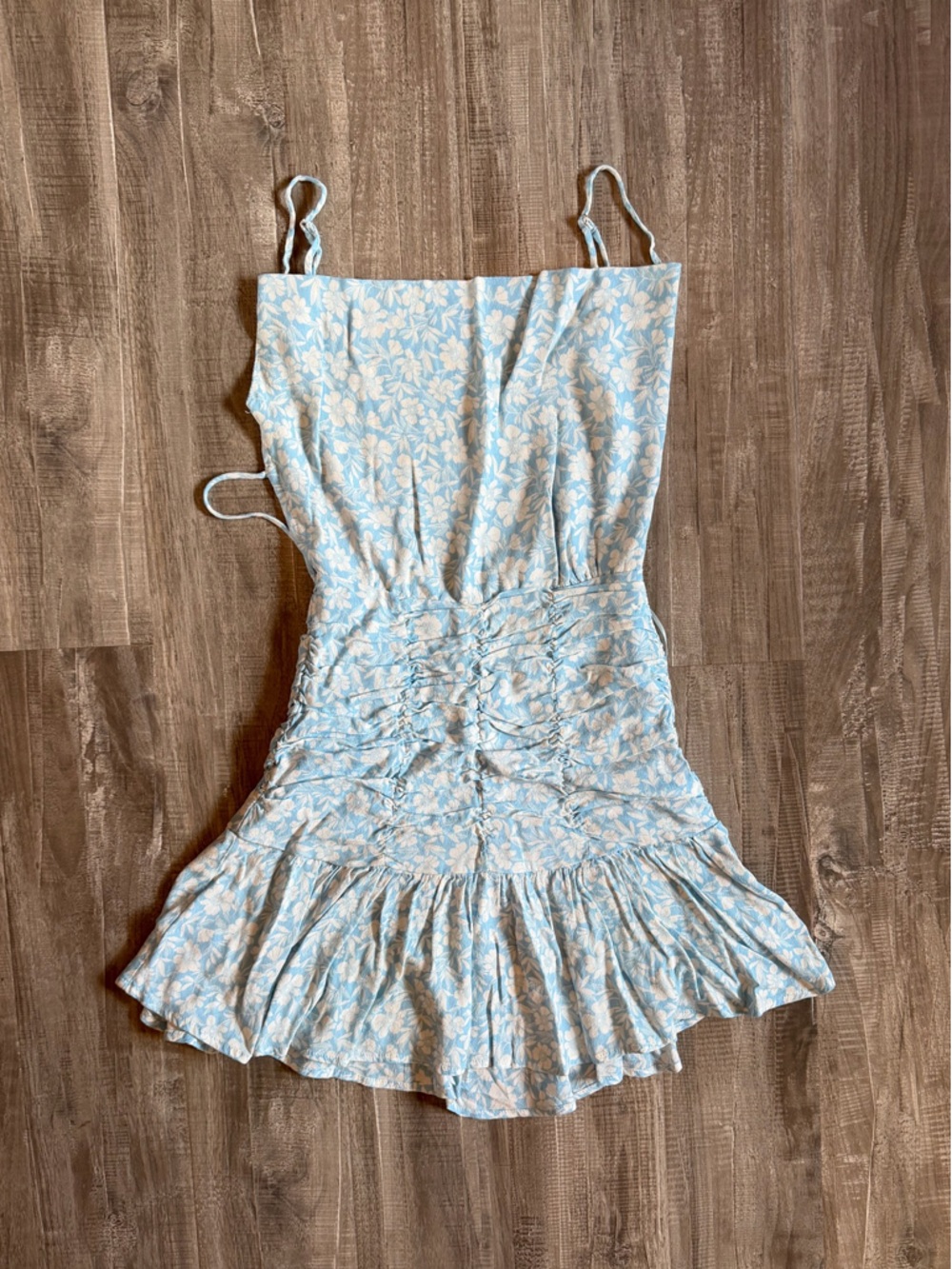 Light Blue Floral Ruffle Sundress